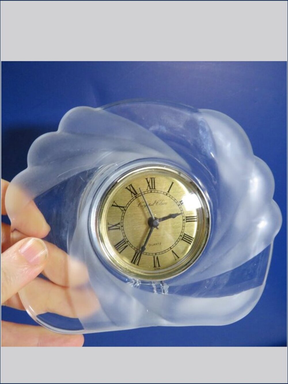 Crystal Glass Ltd. Clock (Clear & Frosted Swirl with Quartz clock)